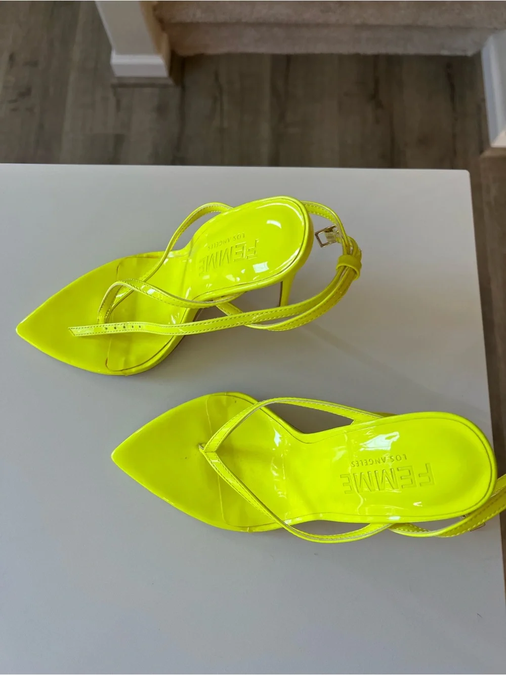 Neon Yellow Strappy Stiletto Heels - Women Shoes